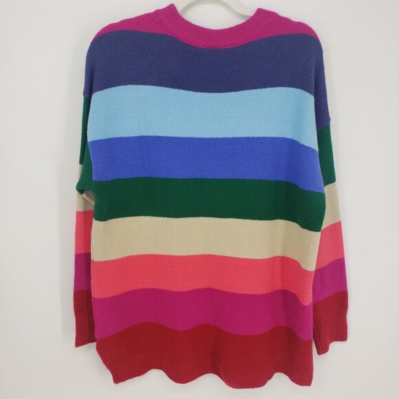 Lane Bryant Striped Tunic Pullover Sweater 14 / 16 Relaxed Fit Multicolor Pink - Picture 2 of 7